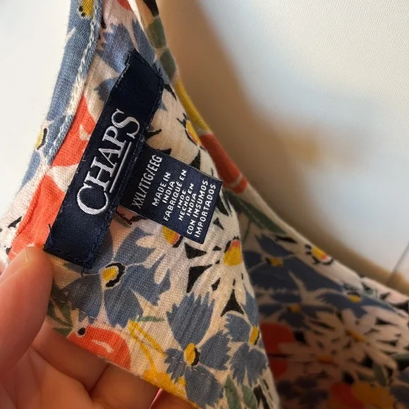 Chaps Floral Maxi Dress in Blue, Red, Yellow, White - Picture 3 of 6